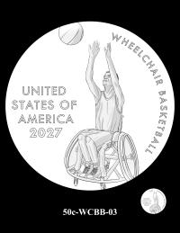 50c-WCBB-03 -- 2027 Paralympic Sports Half Dollar - Wheelchair Basketball