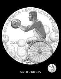 50c-WCBB-04A -- 2027 Paralympic Sports Half Dollar - Wheelchair Basketball