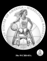 50c-WCBB-05A -- 2027 Paralympic Sports Half Dollar - Wheelchair Basketball