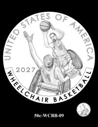 50c-WCBB-09 -- 2027 Paralympic Sports Half Dollar - Wheelchair Basketball