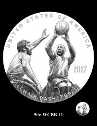 50c-WCBB-11 -- 2027 Paralympic Sports Half Dollar - Wheelchair Basketball