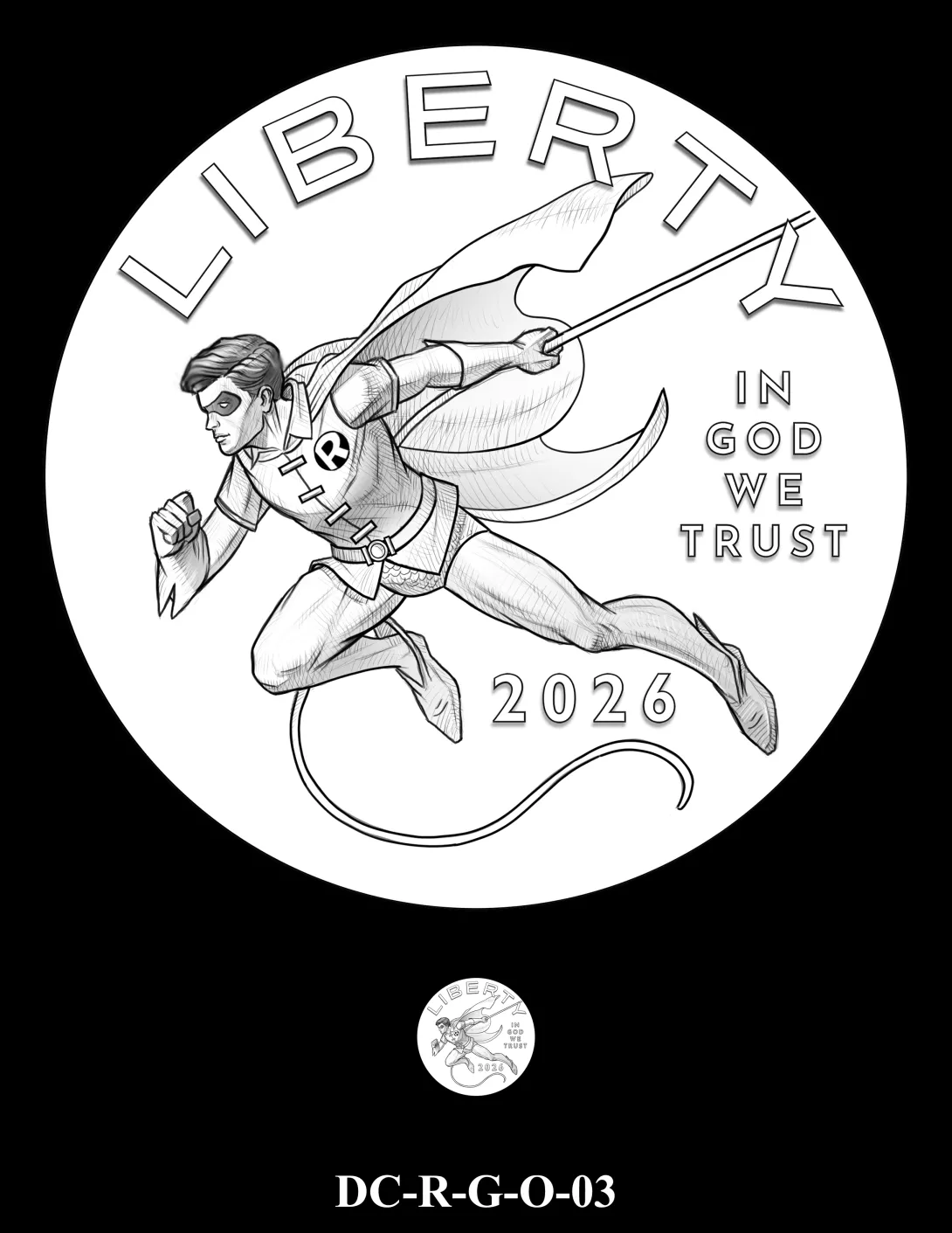 DC-R-G-O-03 -- 2026 Comic Art Coin and Medal Program - Robin