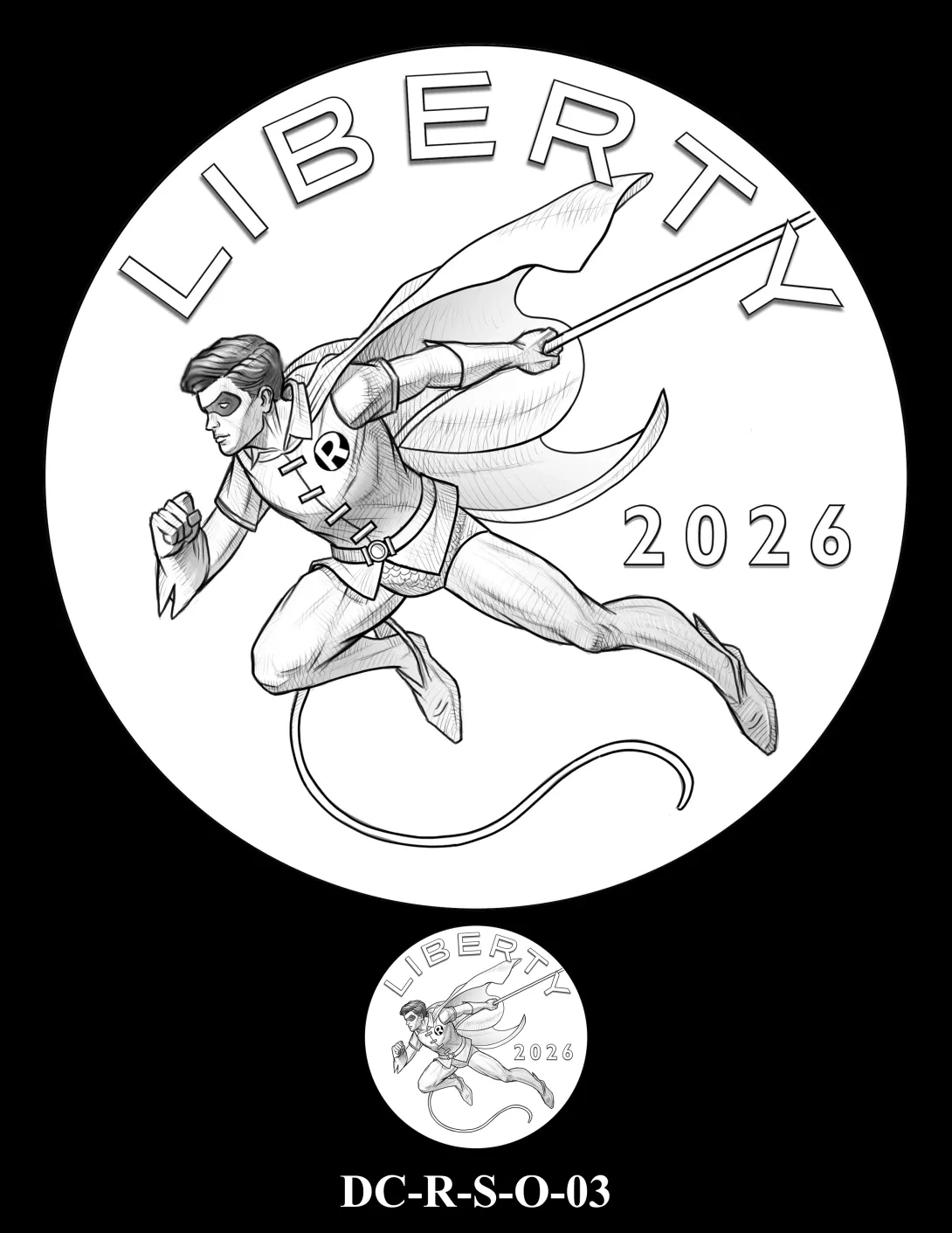 DC-R-S-O-03 -- 2026 Comic Art Coin and Medal Program - Robin