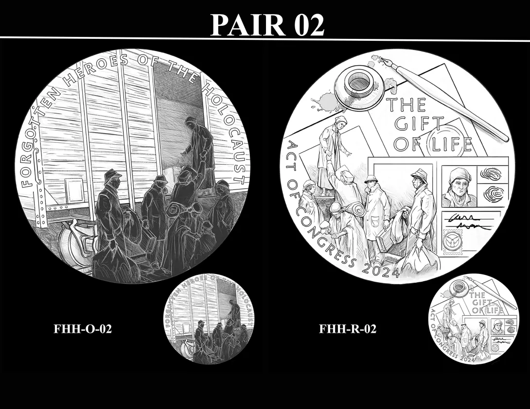 FHH 02 Pair -- Forgotten Heroes of the Holocaust Congressional Gold Medal
