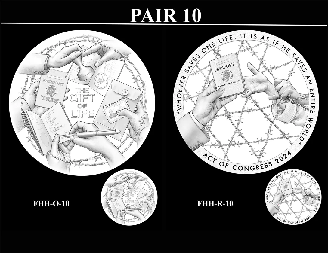 FHH 10 Pair -- Forgotten Heroes of the Holocaust Congressional Gold Medal