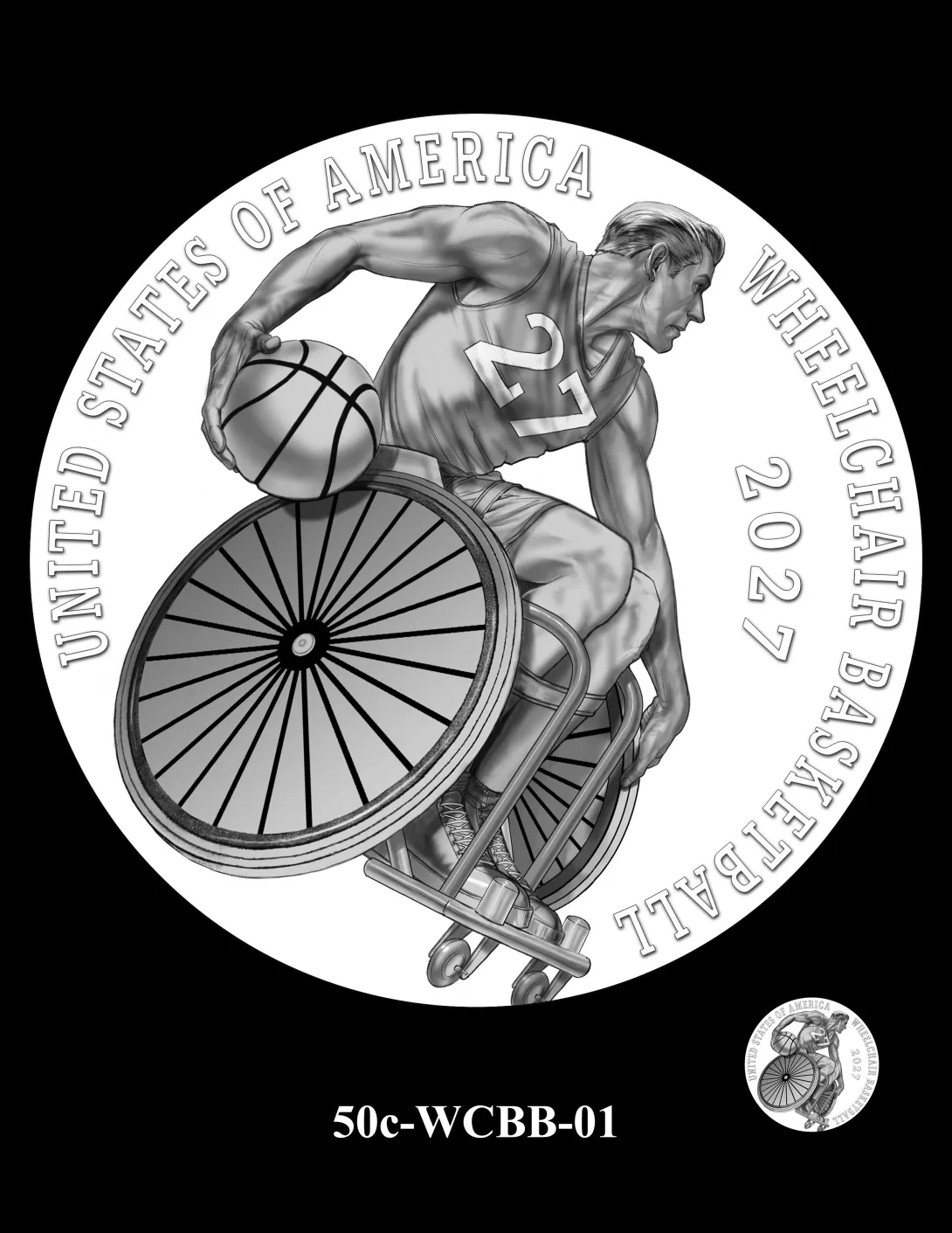 50c-WCBB-01 -- 2027 Paralympic Sports Half Dollar - Wheelchair Basketball