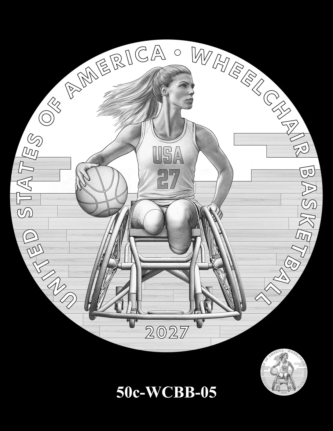 50c-WCBB-05 -- 2027 Paralympic Sports Half Dollar - Wheelchair Basketball