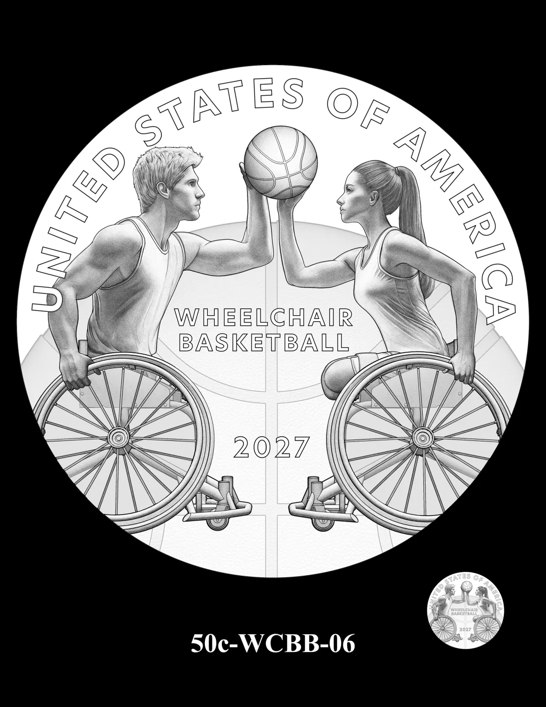 50c-WCBB-06 -- 2027 Paralympic Sports Half Dollar - Wheelchair Basketball