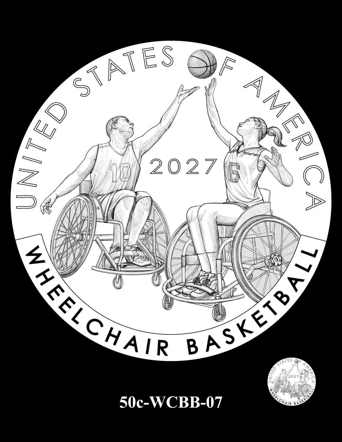 50c-WCBB-07 -- 2027 Paralympic Sports Half Dollar - Wheelchair Basketball