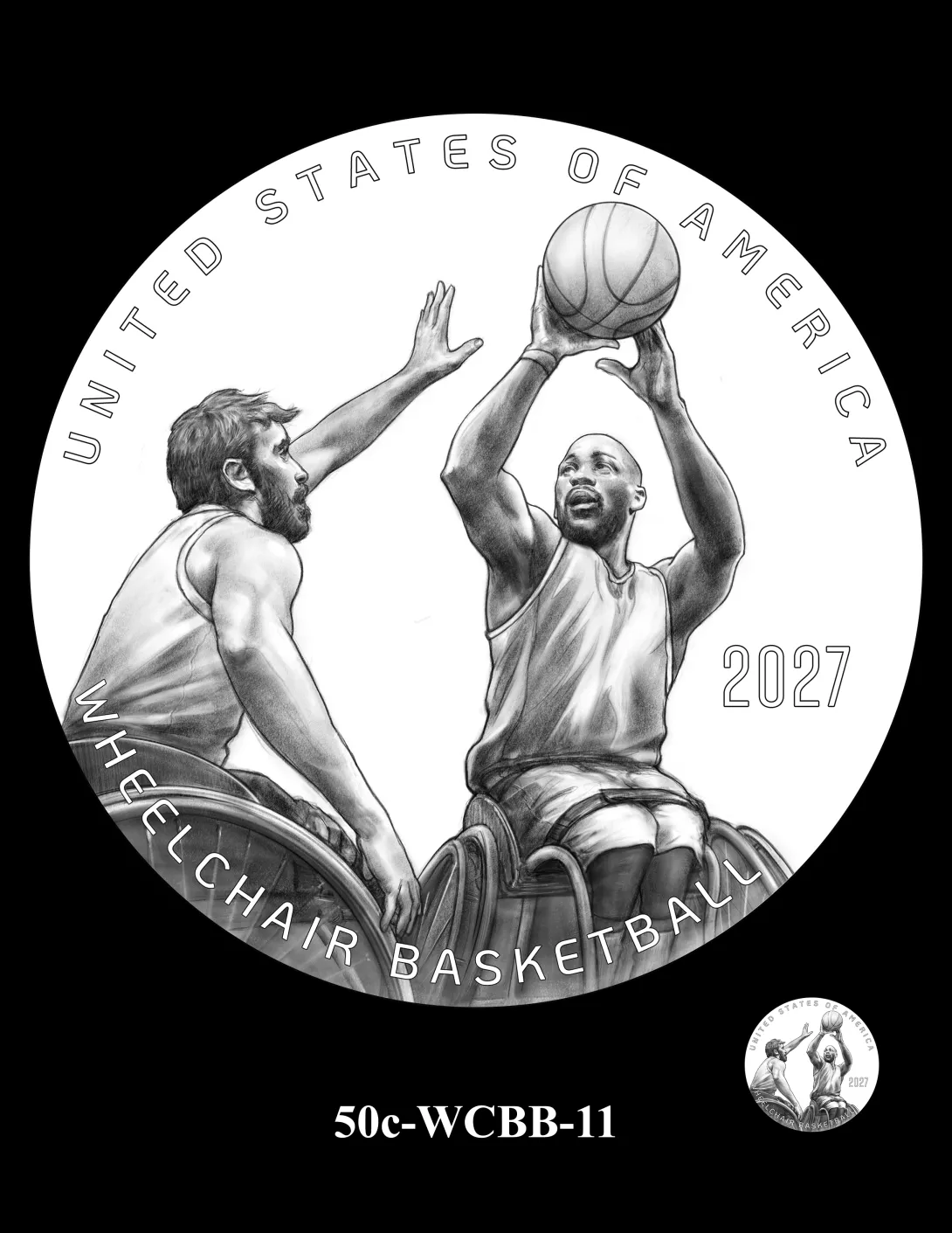 50c-WCBB-11 -- 2027 Paralympic Sports Half Dollar - Wheelchair Basketball