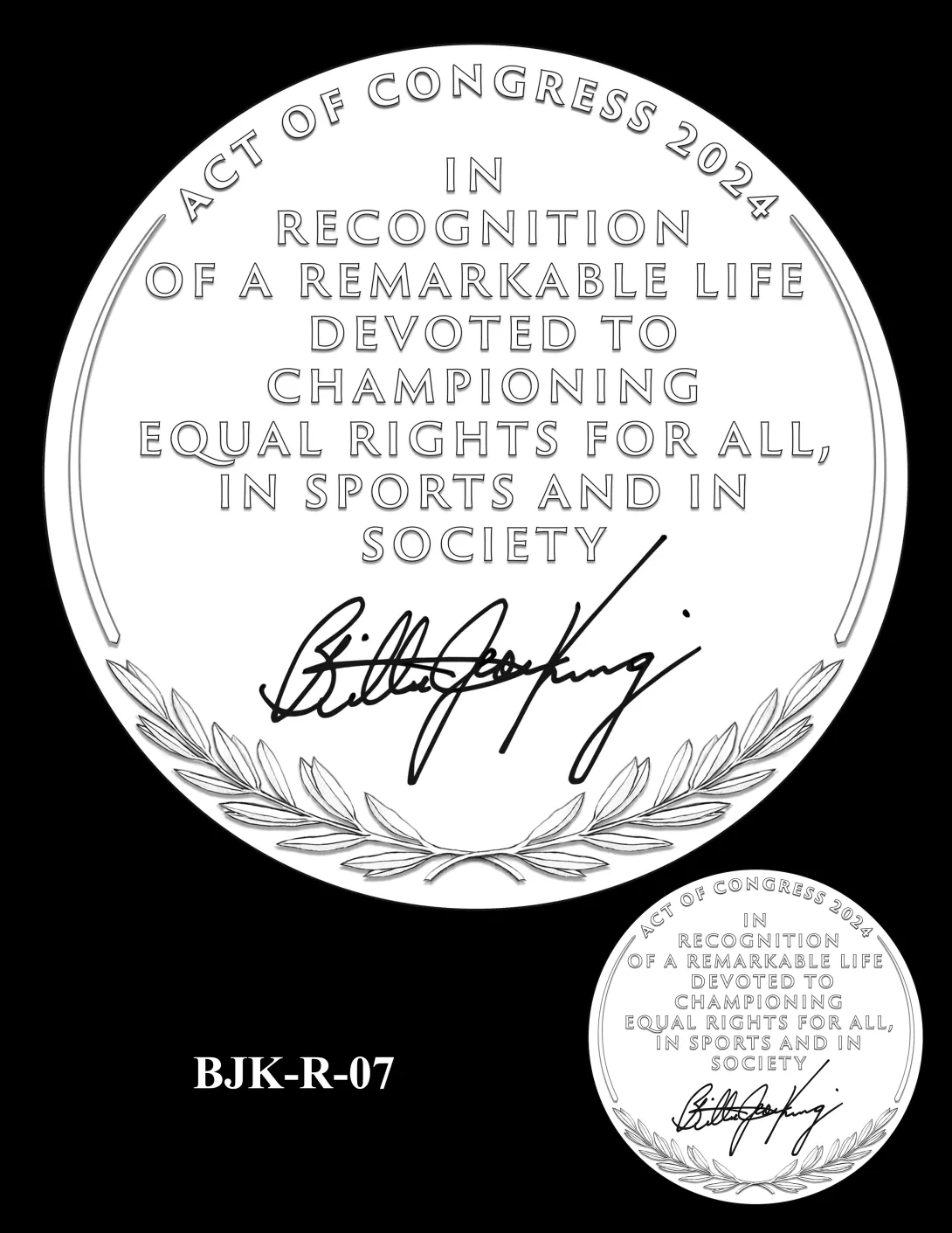 BJK-R-07 -- Billie Jean King Congressional Gold Medal